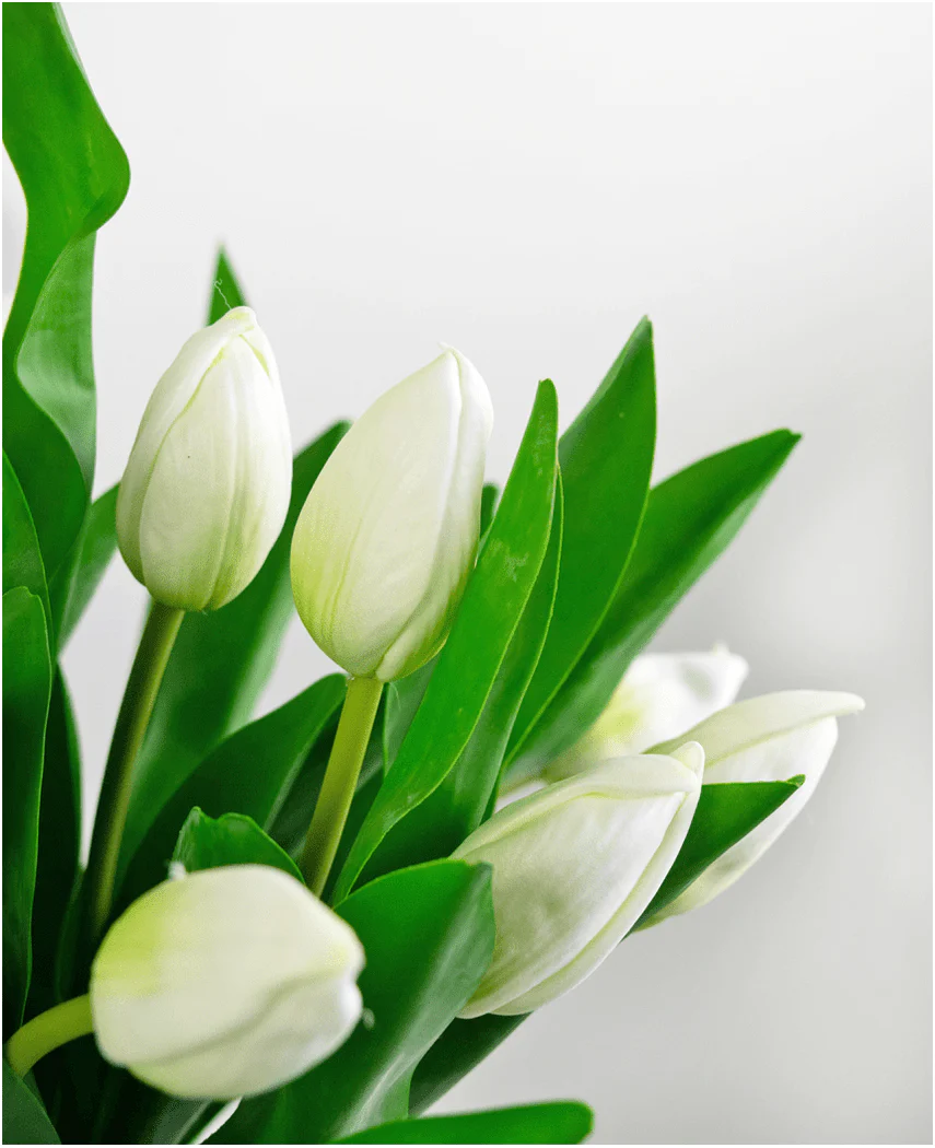 Zijden kunstboeket Tulpen in vaas Wit - Image 3